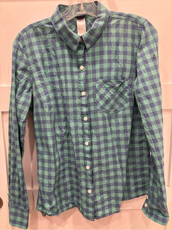 Patagonia Tops - Patagonia Green and Blue Gingham Button-Down Shirt